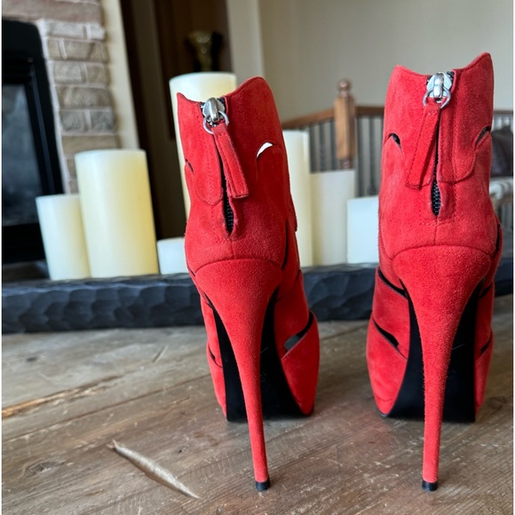 Giuseppe Zanotti suede high heel platform peep toe ankle boot - Picture 4 of 10